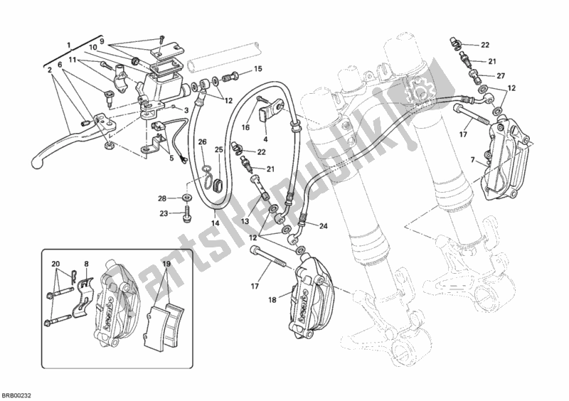 Todas as partes de Sistema De Freio Dianteiro do Ducati Monster 696 USA 2008